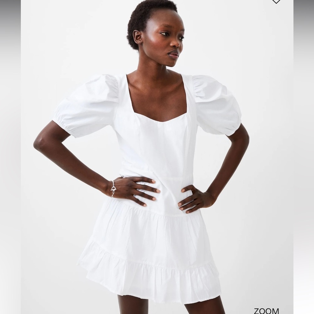French Connection white ruffle mini dress